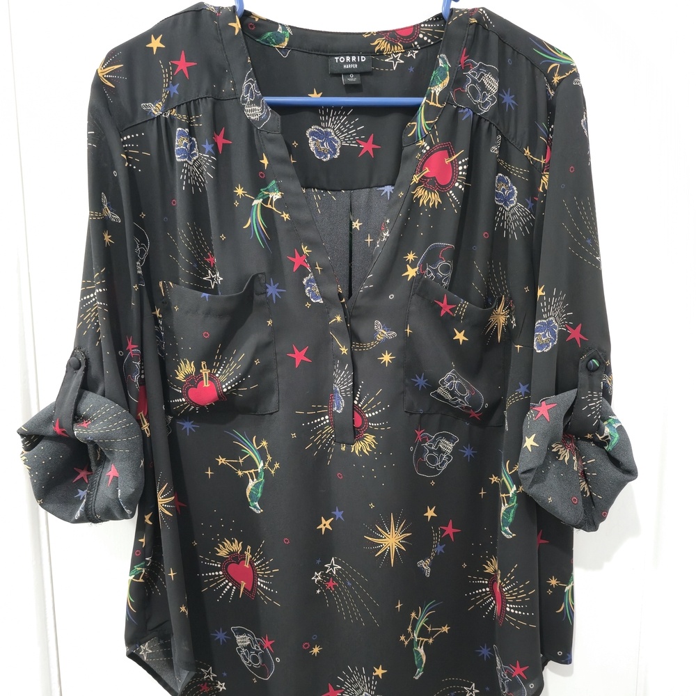 Torrid Black Star Print Women's Top